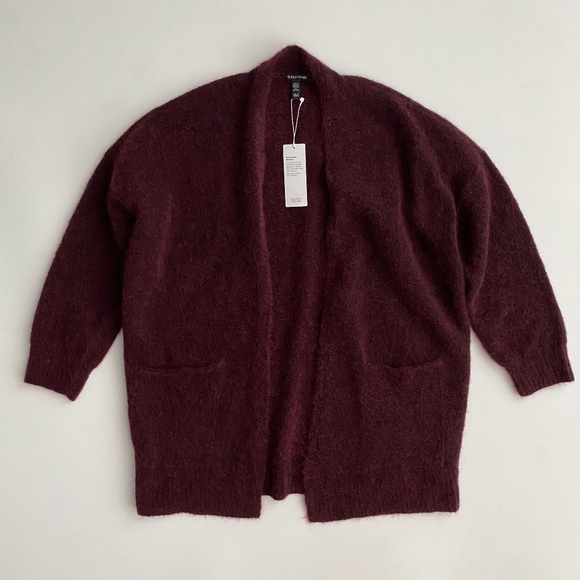 Eileen Fisher Nwt Mohair Blend Plush Melange Redwood Open Cardigan Sweater Small - Picture 1 of 4